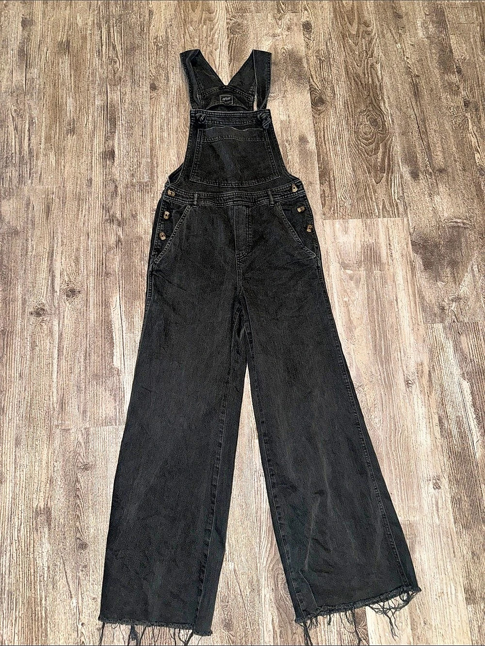 Aerie Black Wide Leg Overalls